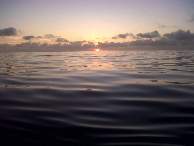 Parked up in Bass Strait - sunrise from Ran, Dec 28th 2009 © Ran Racing